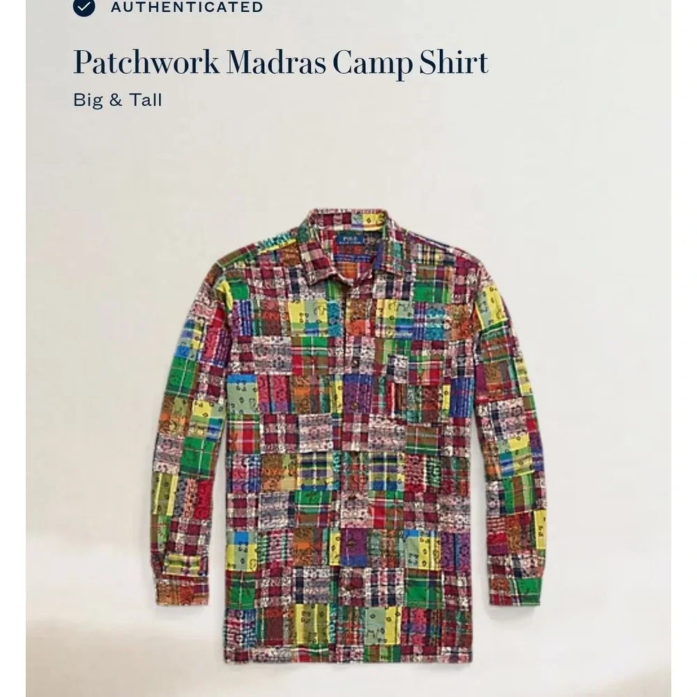 Polo Ralph Lauren Classic Fit Patchwork Madras Long Sleeve Button Down Shirt 4XB